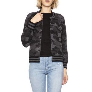 27 Miles Malibu Camo Bomber Jacket Wool Cashmere Snap Button Womens Small